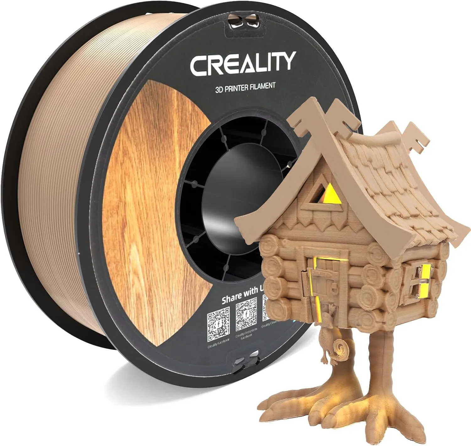 Creality Wood PLA Filament, 3D Printing PLA Filament 1.75mm, Dimensional Accuracy  /- 0.03mm, Warp-Free and Clog-Free, 1KG Spool (2.2 lbs), Fit for 99% 3D Printers