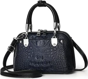 Crocodile Pattern Handbag Fashion PU Leather Top-Handle Purse Luxury Women Shoulder Bag Double Zipper Satchel Tote