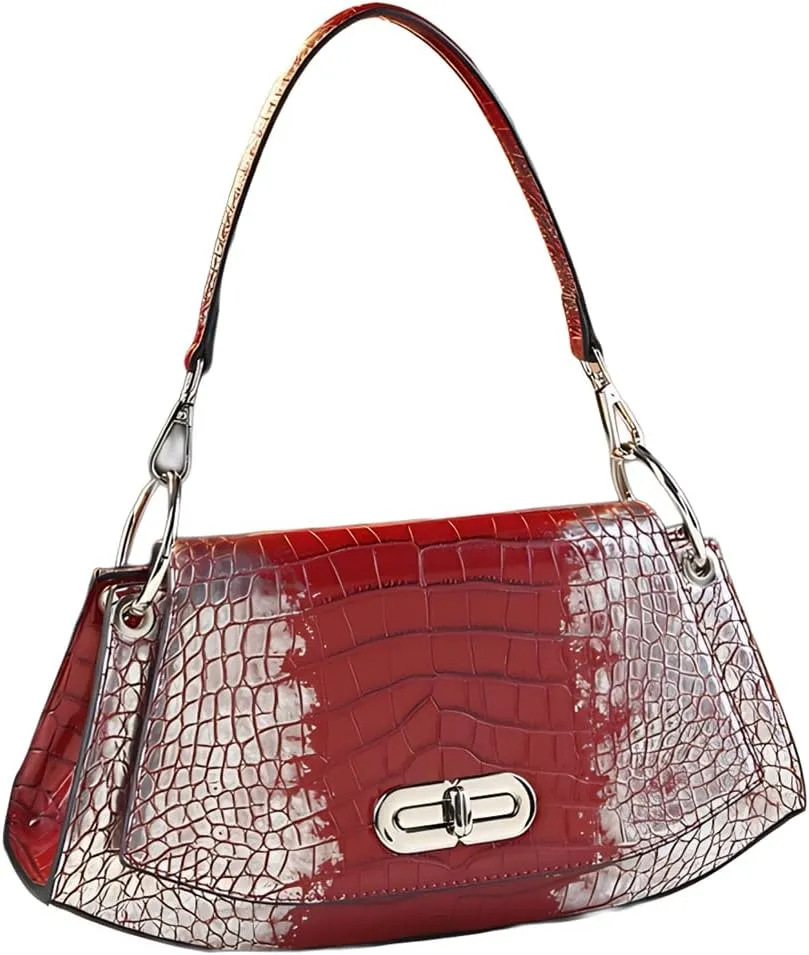 Crocodile Pattern Leather Hobo Bags For Women Top-Handle Satchel Handbags Small Shoulder Crossbody Purses Fashion Vintage