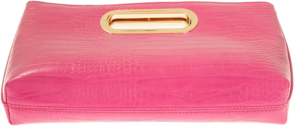Crocodile Synthetic Leather Top Handle Clutch