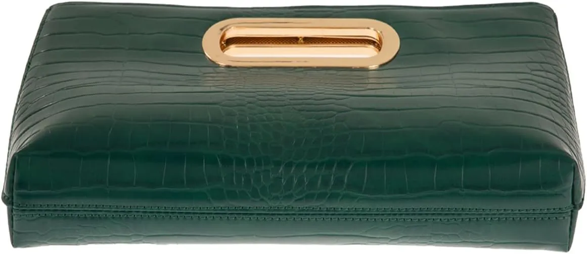 Crocodile Synthetic Leather Top Handle Clutch