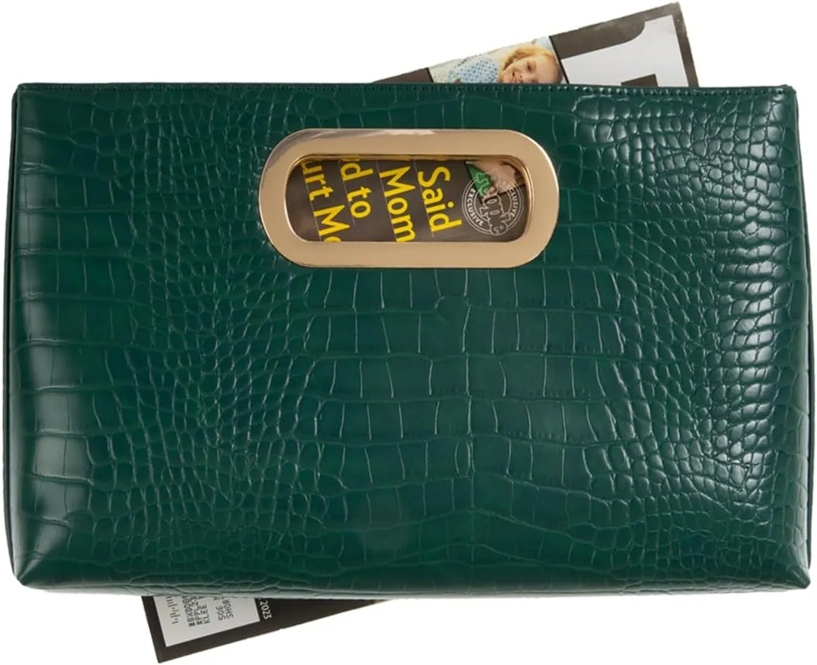 Crocodile Synthetic Leather Top Handle Clutch