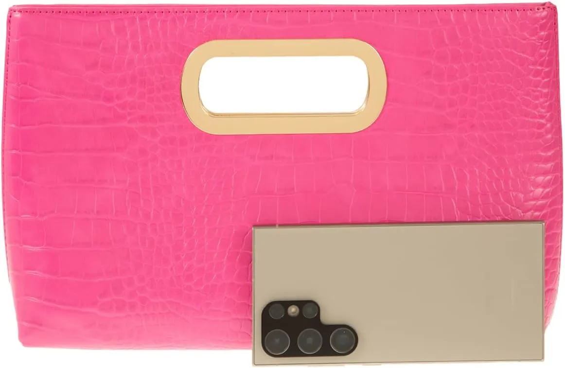 Crocodile Synthetic Leather Top Handle Clutch