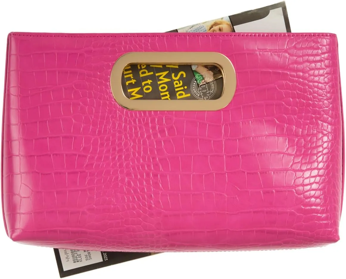 Crocodile Synthetic Leather Top Handle Clutch