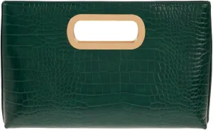 Crocodile Synthetic Leather Top Handle Clutch