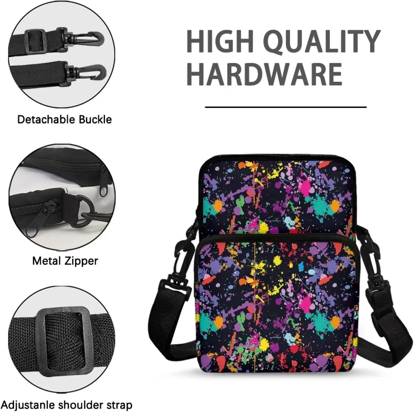 Crossbody Bag Sling Purse Fanny Pack for Women Men Anti Theft Small Backpack Fanny Pack Crossbody Chest Bags Purse Everywhere Belt Bag with Adjustable Strap, Pigment Splash Print