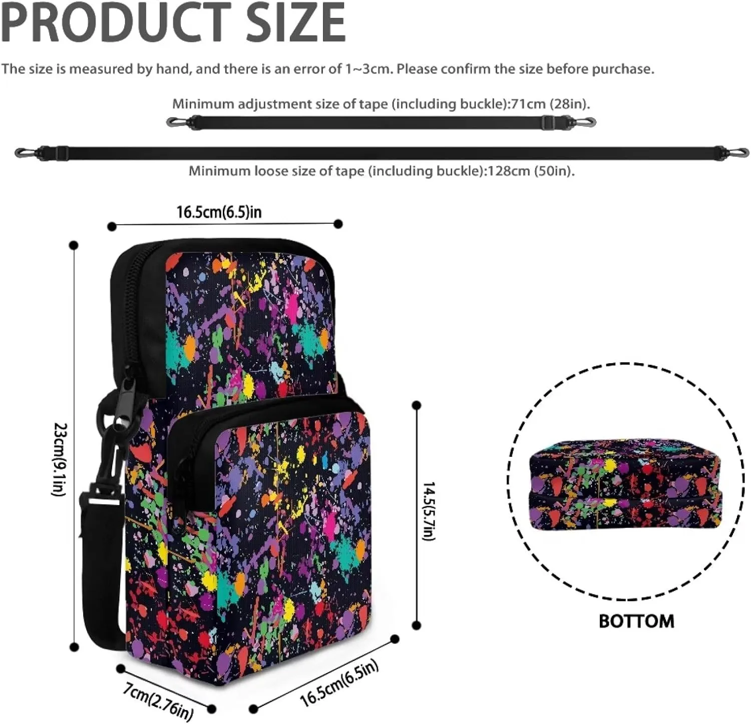 Crossbody Bag Sling Purse Fanny Pack for Women Men Anti Theft Small Backpack Fanny Pack Crossbody Chest Bags Purse Everywhere Belt Bag with Adjustable Strap, Pigment Splash Print