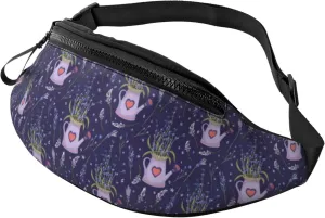 Crossbody Fanny Packs for Women Men - Lavender Flowers Love Kettle Travel Belt Bag Running Waist Bag for Women Men