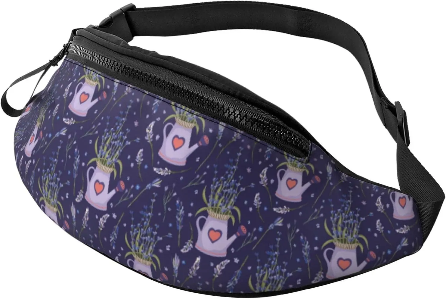 Crossbody Fanny Packs for Women Men - Lavender Flowers Love Kettle Travel Belt Bag Running Waist Bag for Women Men