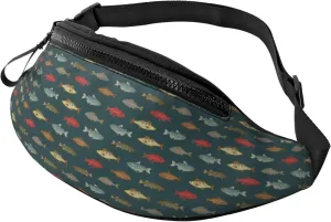 Crossbody Fanny Packs for Women Men - River Freshwater Fish Running Waist Bag Travel Belt Bag for Women Men
