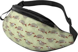 Crossbody Fanny Packs for Women Men - Twig sloth Travel Belt Bag Running Waist Bag for Women Men