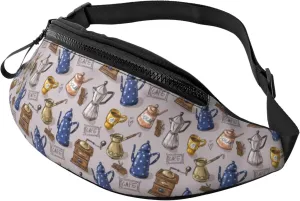 Crossbody Fanny Packs for Women Men - Vintage Teapot Coffee Grinder Travel Belt Bag Running Waist Bag for Women Men