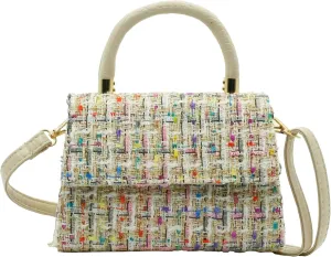Crossbody Shoulder Bag for Women, Fashion Tweed Top-Handle Small Purses Handbags Evening Bag Satchel Shoulder Bags
