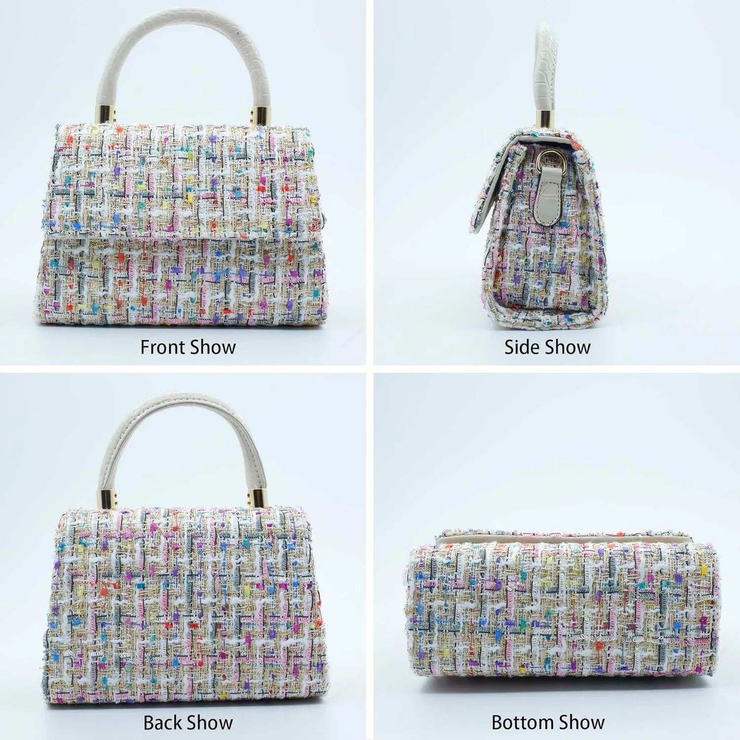 Crossbody Shoulder Bag for Women, Fashion Tweed Top-Handle Small Purses Handbags Evening Bag Satchel Shoulder Bags