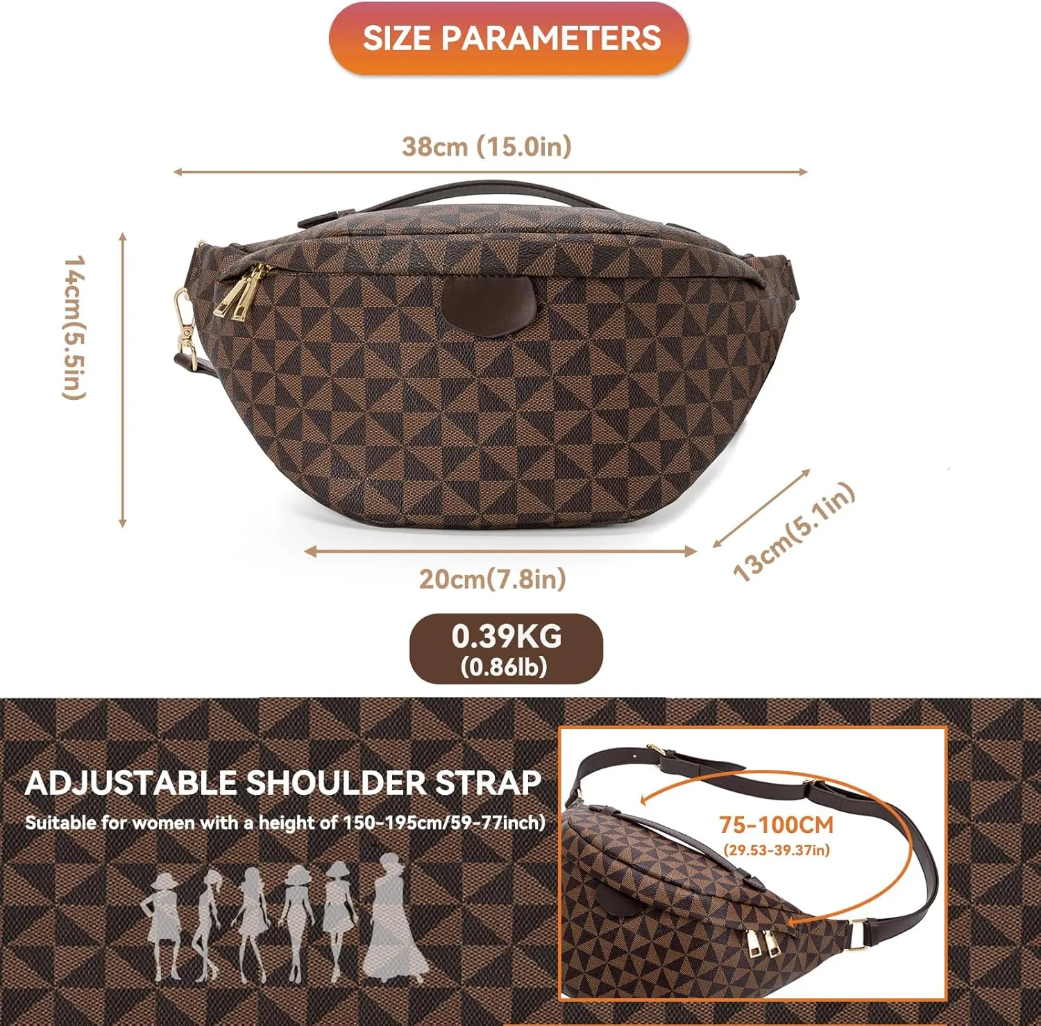 Crossbody Sling Bag Purse for Women,Sling Bag for Women Small Belt Chest Bum Bag Checkered Crossbody bag for Daily Shopping Travel