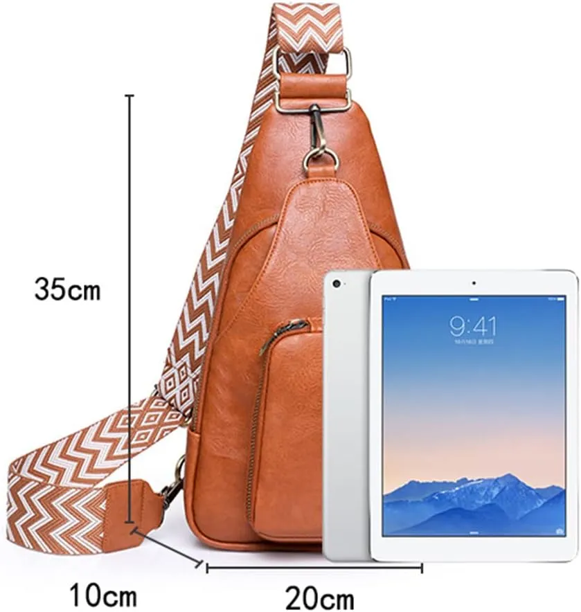 Crossbody Sling Bags for Women PU Leather Crossbody Bag Small Fanny Pack Fashion Chest Bag Phone Purse for Everywhere