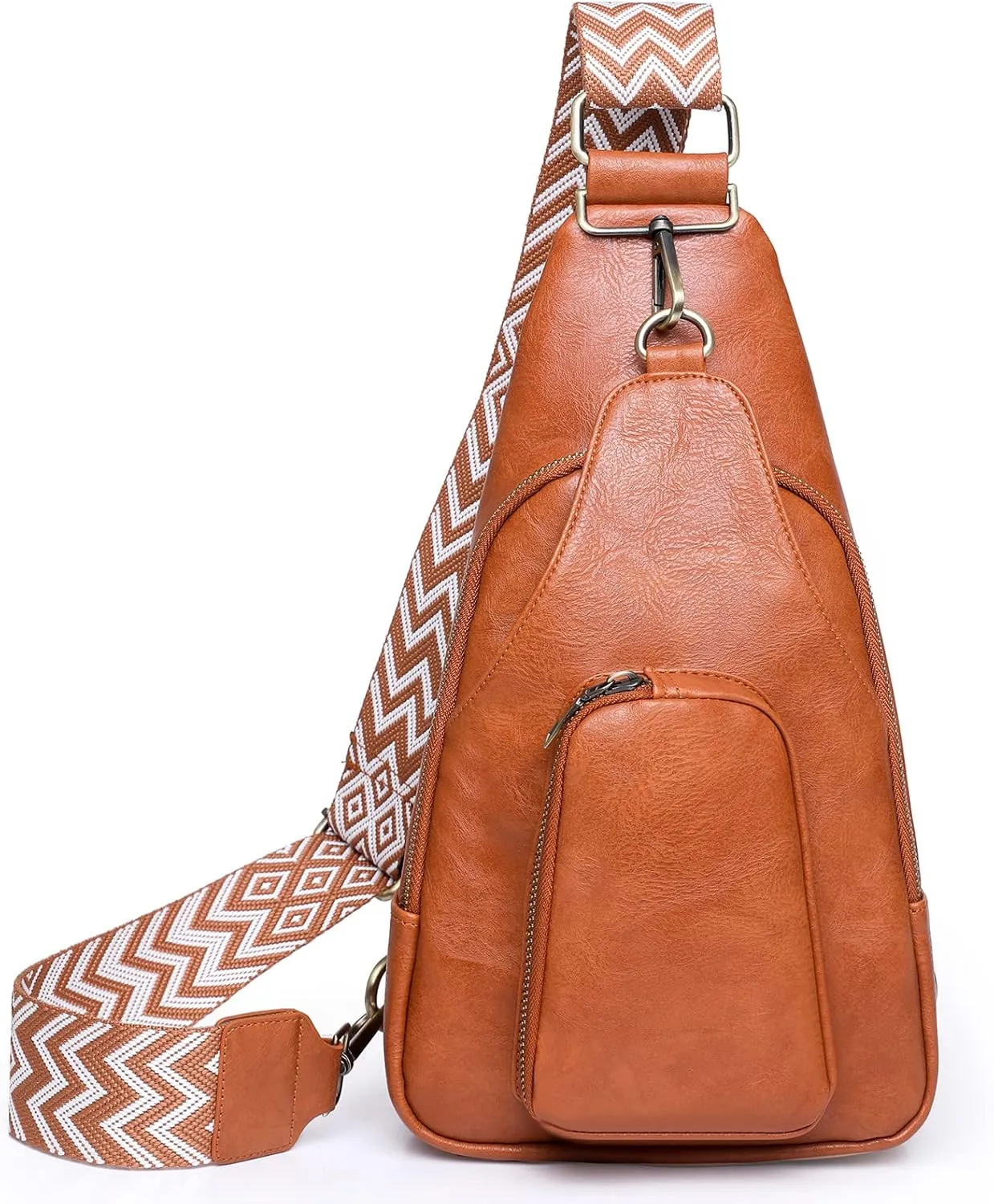 Crossbody Sling Bags for Women PU Leather Crossbody Bag Small Fanny Pack Fashion Chest Bag Phone Purse for Everywhere