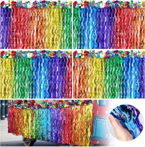 Crowye 10 Pack Rainbow Parade Float Decor 9 x 2.5 ft Gay Pride Lgbt Parade Float Decoration Colored Wavy Foil Fringe Tinsel for Gay Pride Month Lgbt Rainbow Party Supply