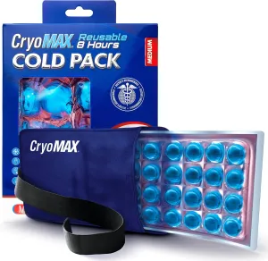 Cryo-Max Cold Pack, 8 Hour Reusable Cold Therapy Ice Pack for Elbows, Knees, Neck   More, Medium, 6" x 12" (1 Count)
