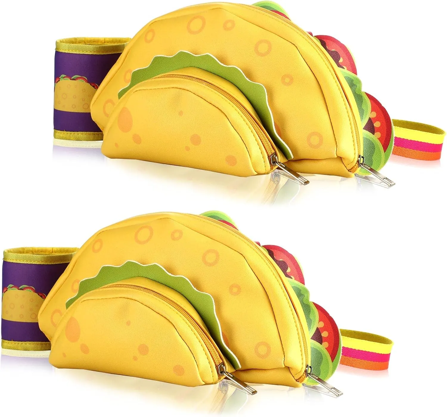 Cunno 2 Pcs Taco Fanny Pack Cinco De Mayo Yellow Taco Fanny Pack Bulk Summer Waist Pack 90s Fanny Pack for Adults Teens Cinco De Mayo Clothing Costume Accessories Gift