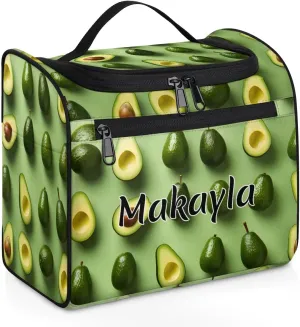 Custom Bathroom Cosmetic Storage Bag for Women Girls Personalized Makeup Bag with Name Hanging Toiletry Cosmetic Bag Avocado