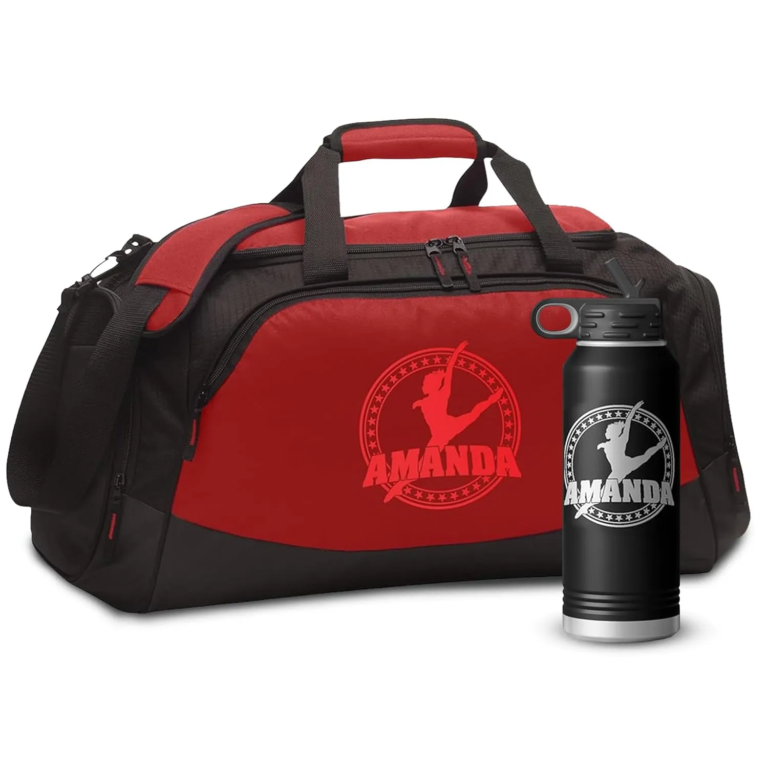 Custom Gym Duffle Bag with Shoe Compartment | Personalized Travel Duffle Bag for Men & Women | Large Sports Duffel Bag for Travel, Great for Storing Gear, Clothing, All Star Dance Combo Red