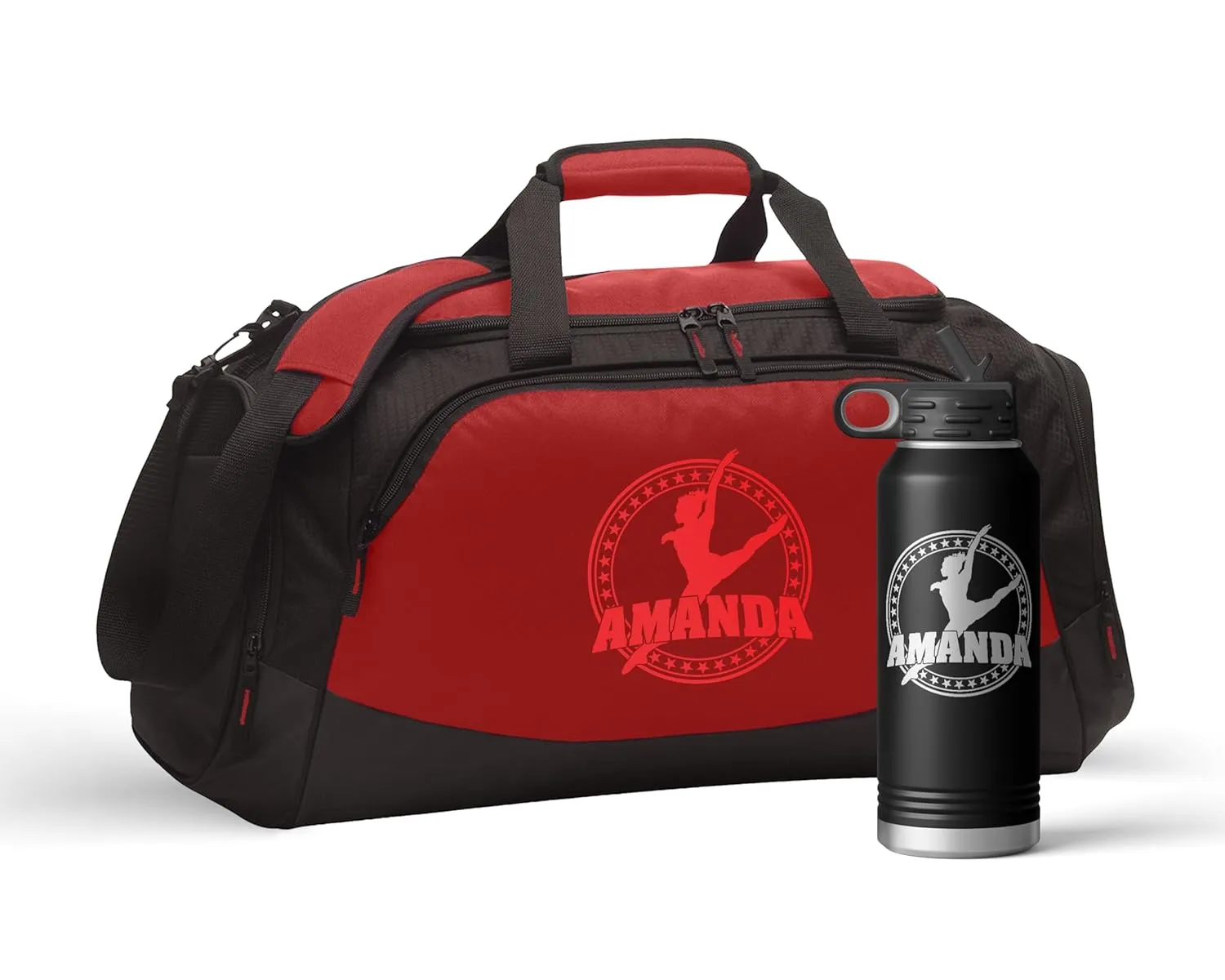Custom Gym Duffle Bag with Shoe Compartment | Personalized Travel Duffle Bag for Men & Women | Large Sports Duffel Bag for Travel, Great for Storing Gear, Clothing, All Star Dance Combo Red