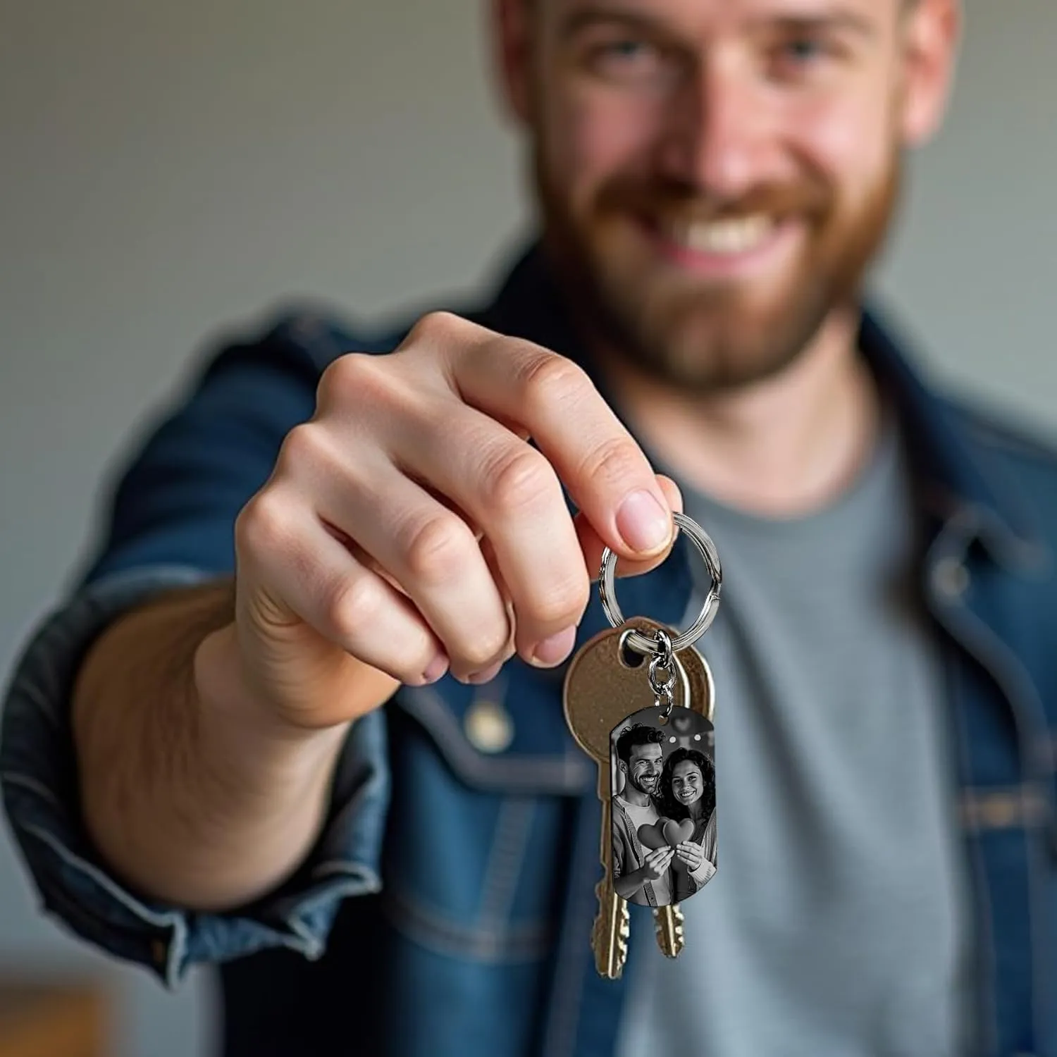 Custom Keychain Laser Engraved Personalized Calendar Date/Photo/Text Full Color Picture
