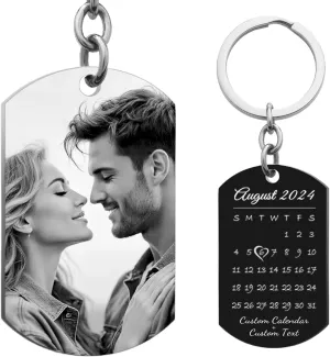 Custom Keychain Laser Engraved Personalized Calendar Date/Photo/Text Full Color Picture