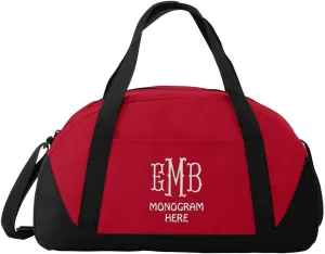 Custom Sport Duffel Bags for Men, Women, Dome, Red - Add Your Monogram - Personalized Weekender Bag for Gym, Overnight, Travel