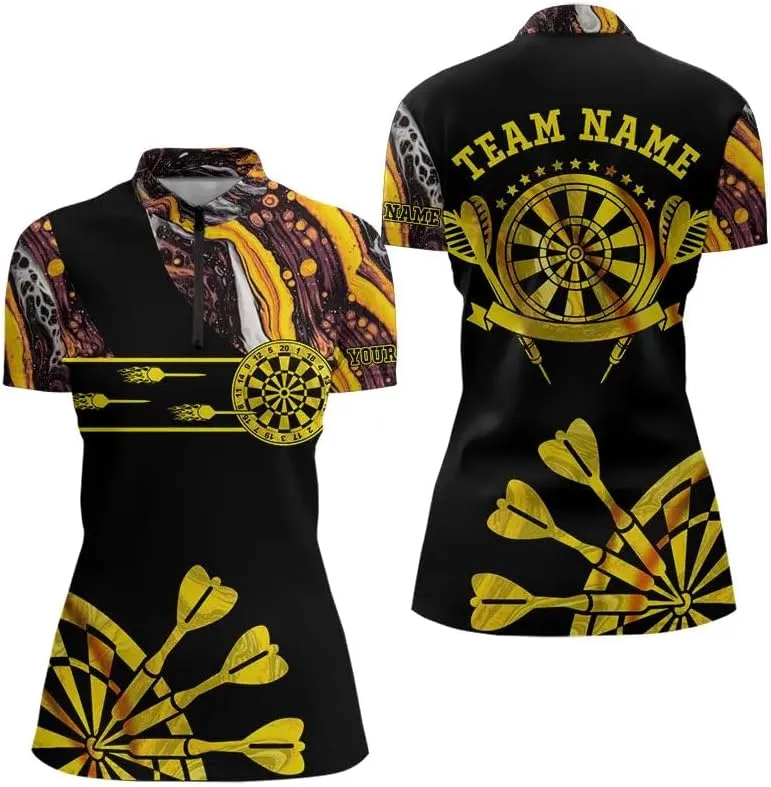 Customized Name, Team Name Jersey, Lightning Grunge Dartboard 3D Printed Darts Shirts for Women, Darts