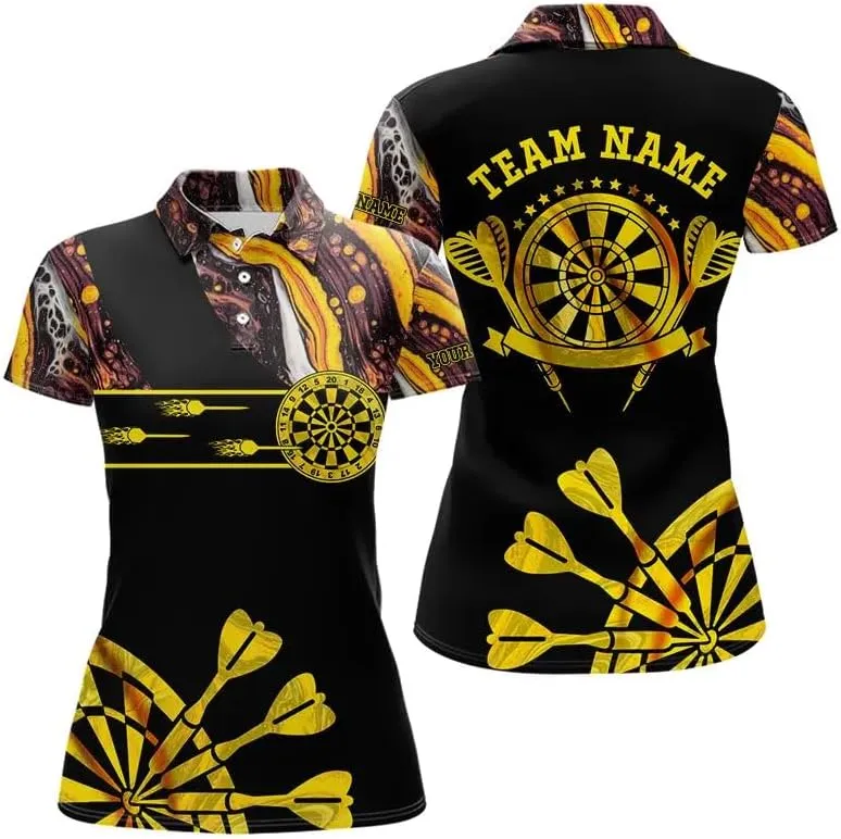 Customized Name, Team Name Jersey, Lightning Grunge Dartboard 3D Printed Darts Shirts for Women, Darts