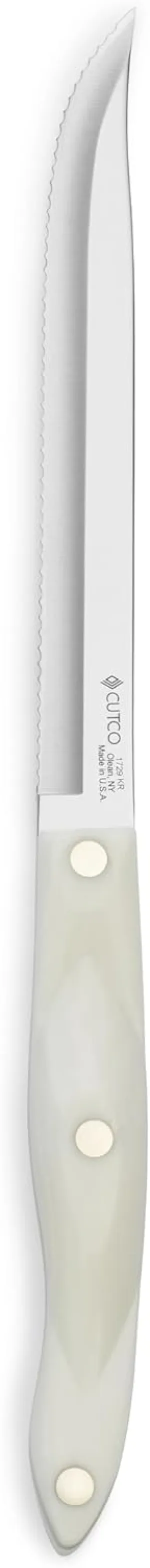 CUTCO Model 1729 Petite Carver with Double-D serrated blade and white (pearl) handle