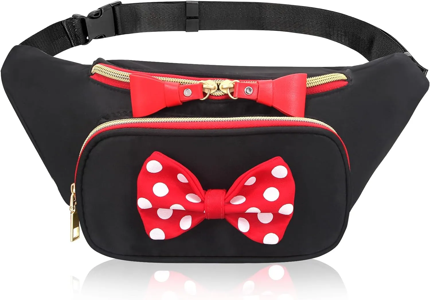 Cute Disney Fanny Pack for Women Teen Girls Minnie Bowknot Polka Dot Fanny Packs Cartoon Hiking Waist Bag Travel Waist Pack Crossbody Belt Bags Little Kid Outdoor Waist Packs