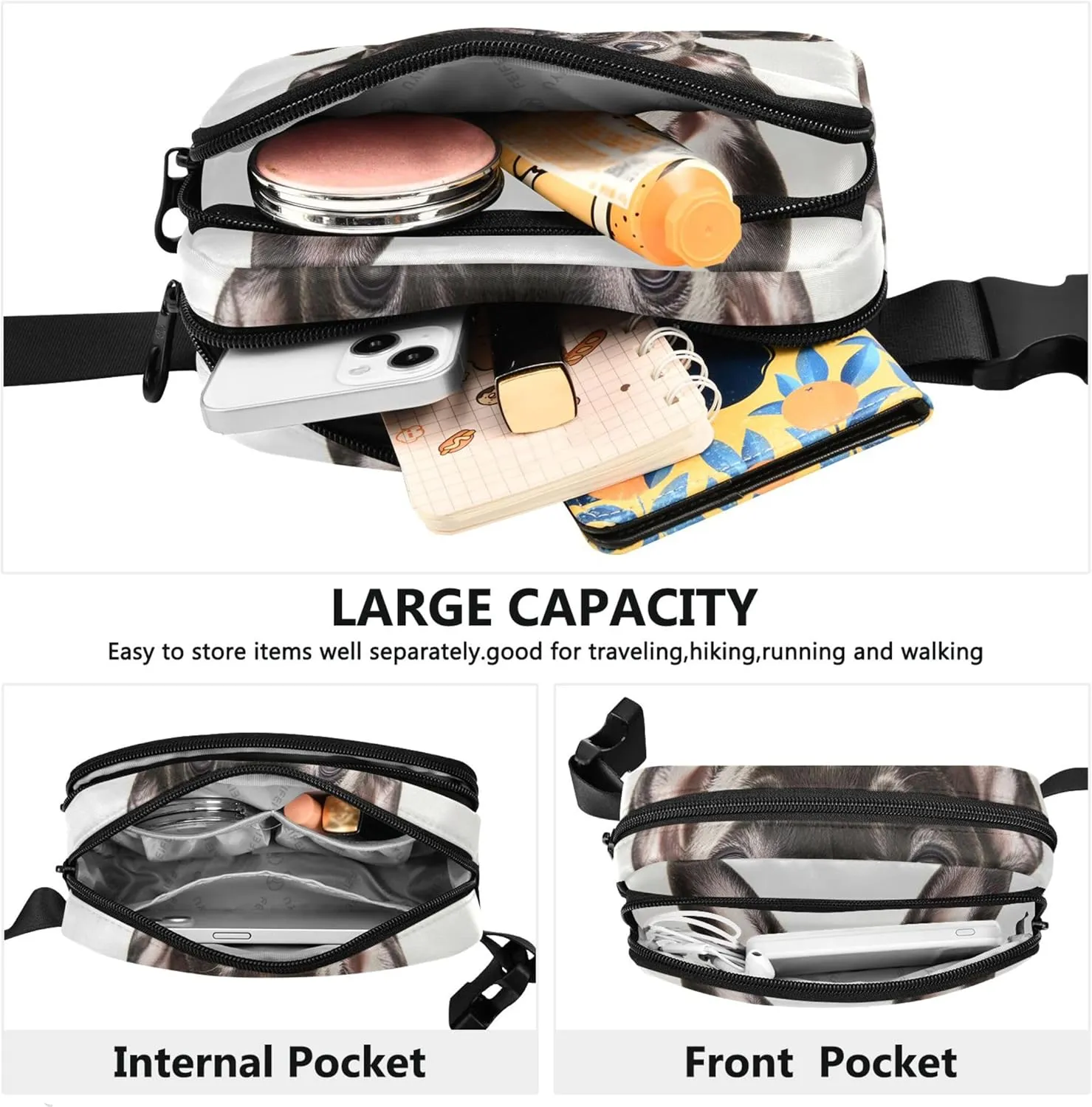 Cute French Bulldog Close Up Waterproof Fanny Packs for Women Everywhere Belt Bag Fashion Travel Waist Pouch