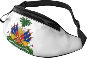 Cute Haiti Flag Fanny Pack For Women And Men Crossbody Bag Belt Bag Haitian Waist Bag with Adjustable Strap