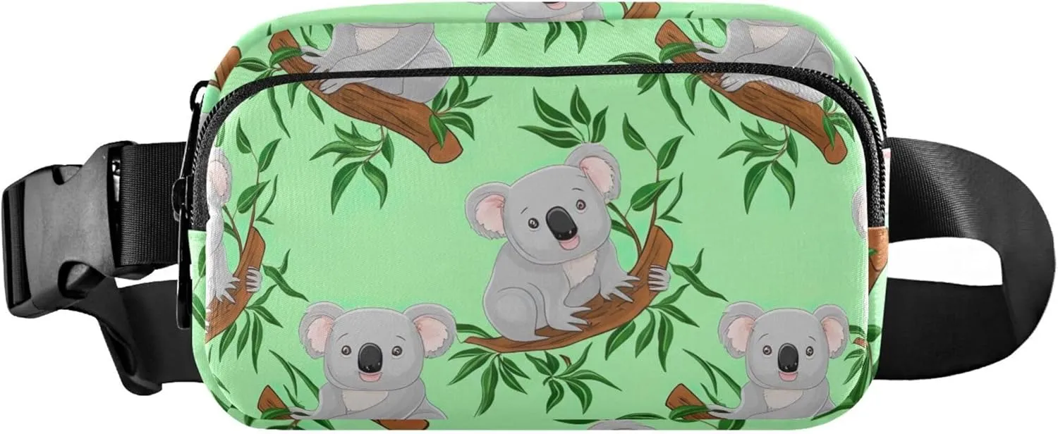 Cute Koalas Tree Branches Green Fanny Packs Women Hip Pack Belt Pouch Waterproof Fashion Travel Waist Pouch