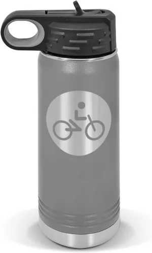 Cycling Water Bottle 20 oz - Laser Engraved w/Flip Top Removable Straw - Polar Camel - Stainless - Vacuum Insulated - Drinkware - Biking Bicycle Competitive v2
