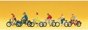 Cyclists on Bikes (6) HO Scale Preiser Models