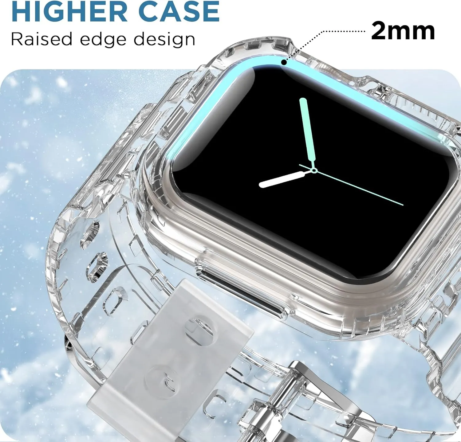 DABAOZA 5 Packs Compatible for Clear Apple Watch Band 46mm 45mm 44mm 42mm 41mm 40mm 38mm 49mm, Jelly Crystal Women Men TPU Strap for iWatch Series 10 9 8 7 6 / SE 5 4 3 2 1 Ultra