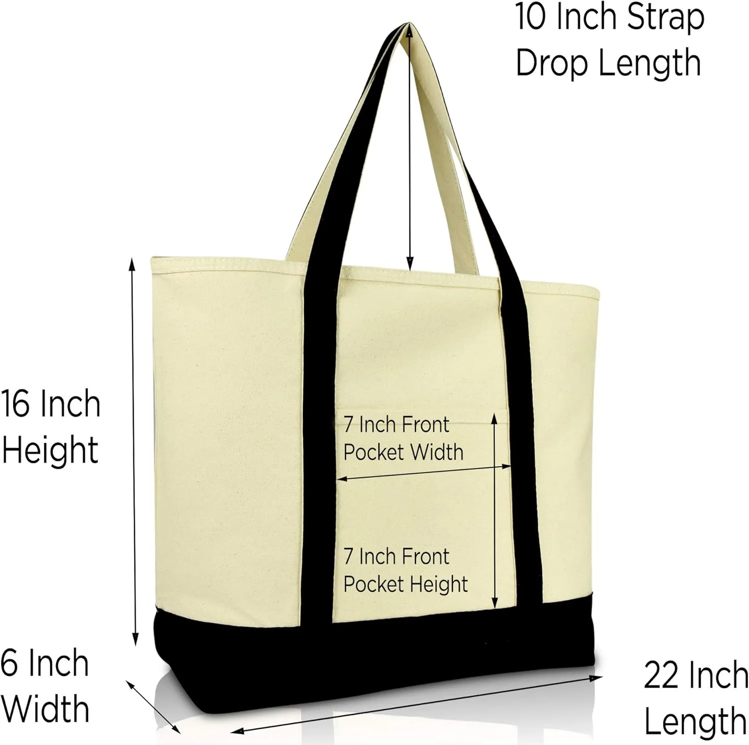 DALIX Initial Tote Bag Personalized Monogram Black Zippered Top Letter - D