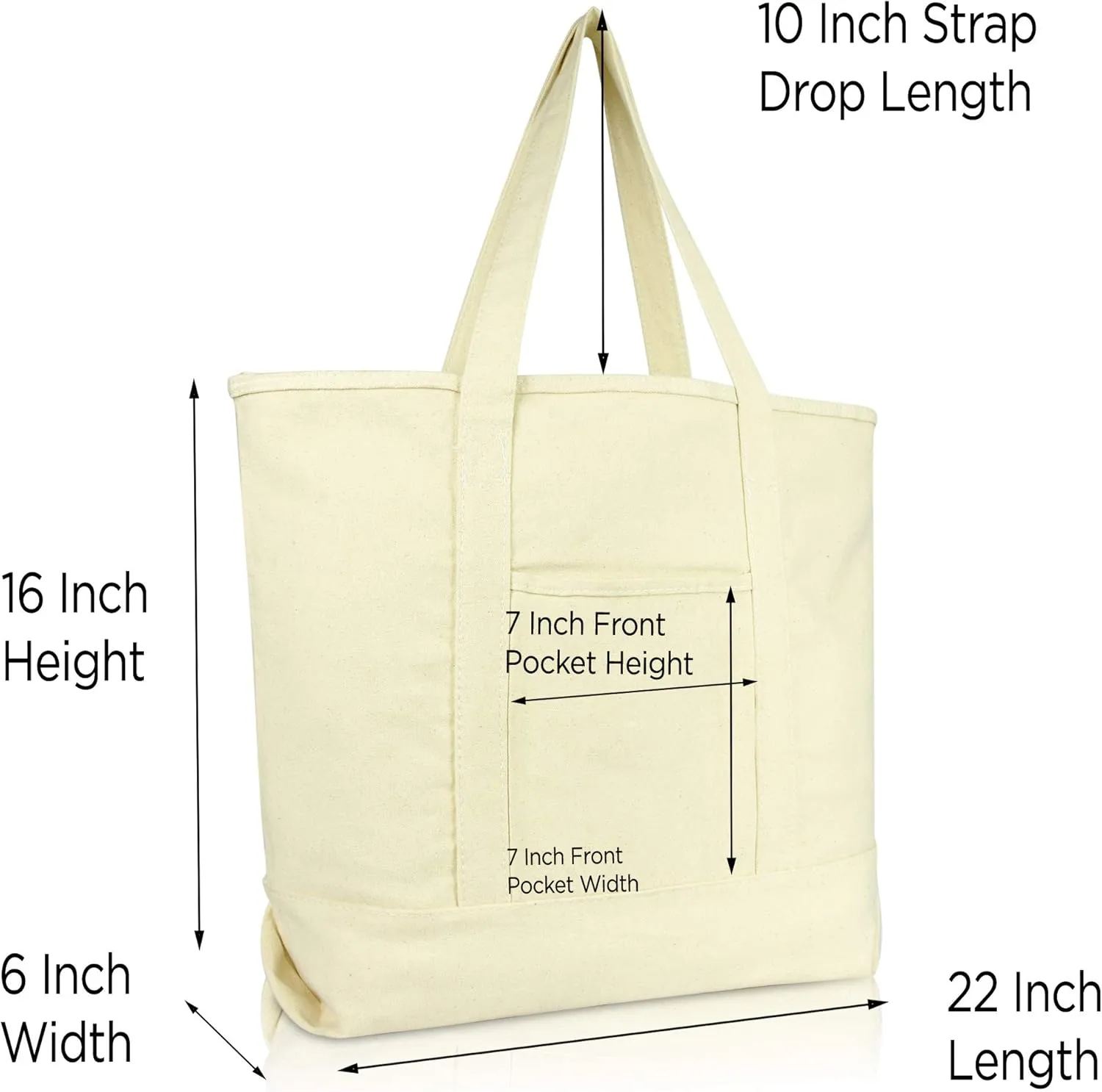 DALIX Initial Tote Bag Personalized Monogram Natural Zippered Top Letter - D