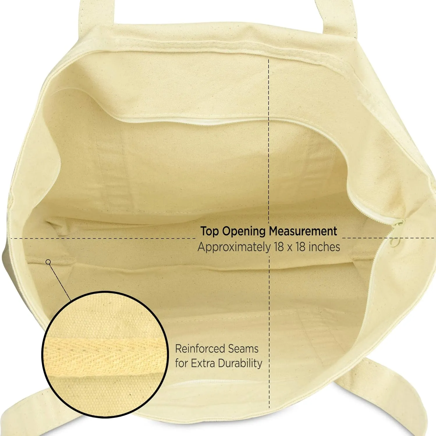DALIX Initial Tote Bag Personalized Monogram Natural Zippered Top Letter - D