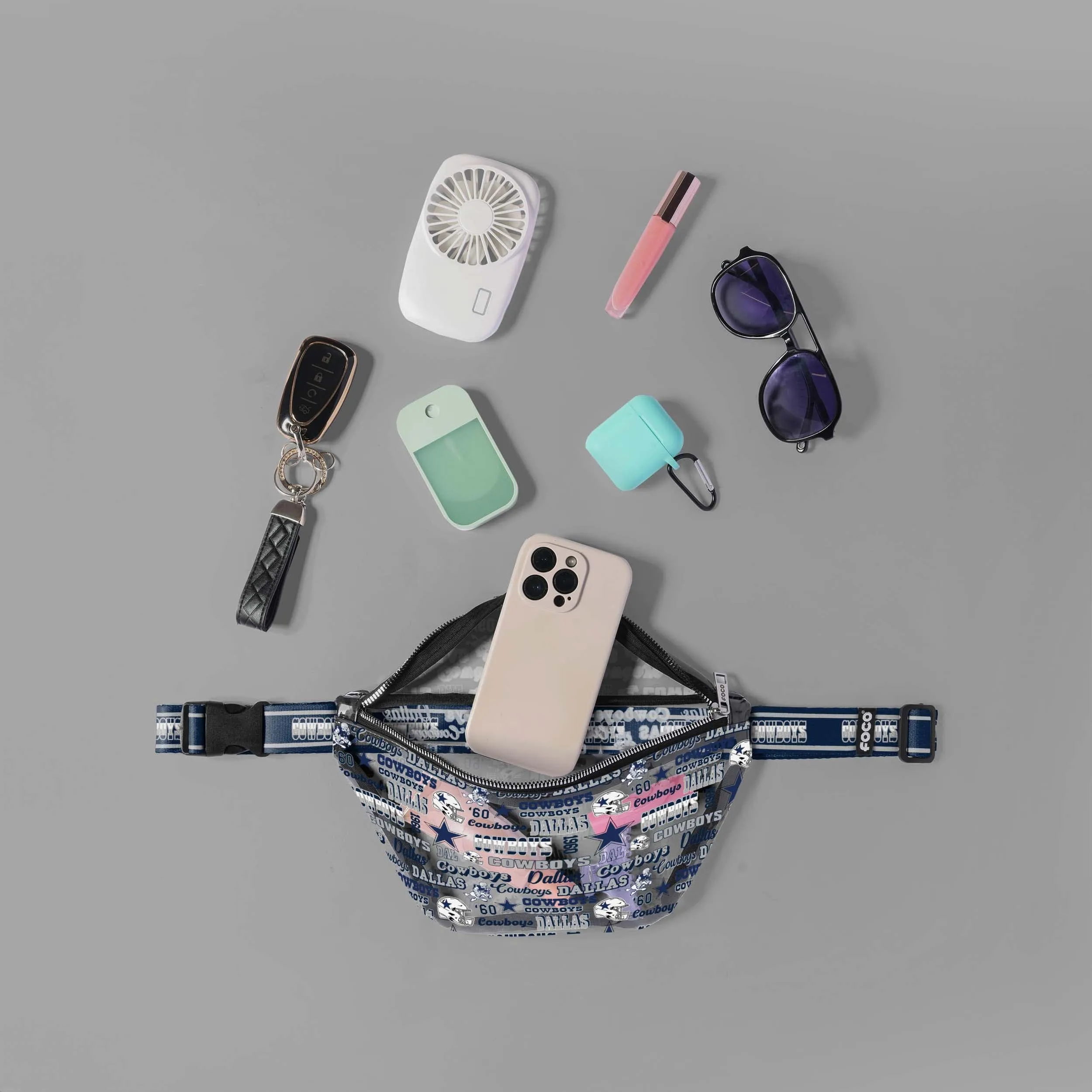 Dallas Cowboys Repeat Retro Print Clear Fanny Pack
