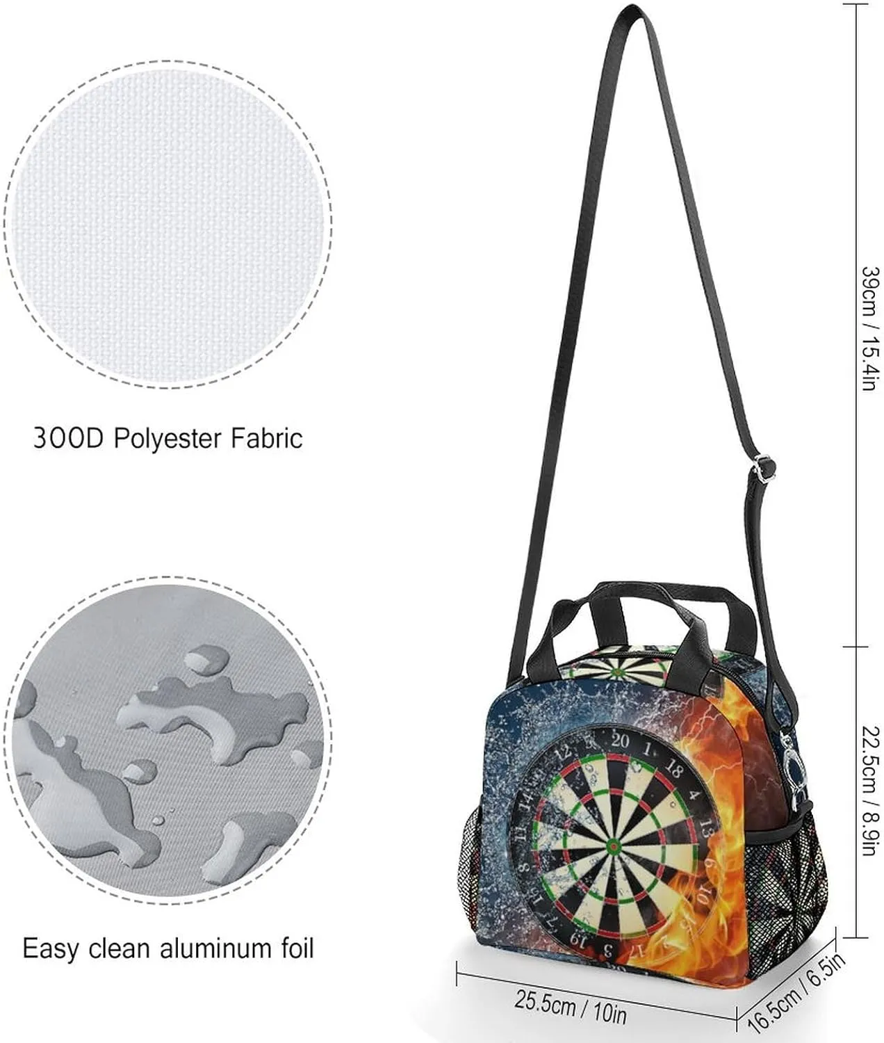 Dart Board Target Ice Fire Art Adjustable Shoulder Strap Insulated And Leak Proof Premium Lunch Bag Unisex