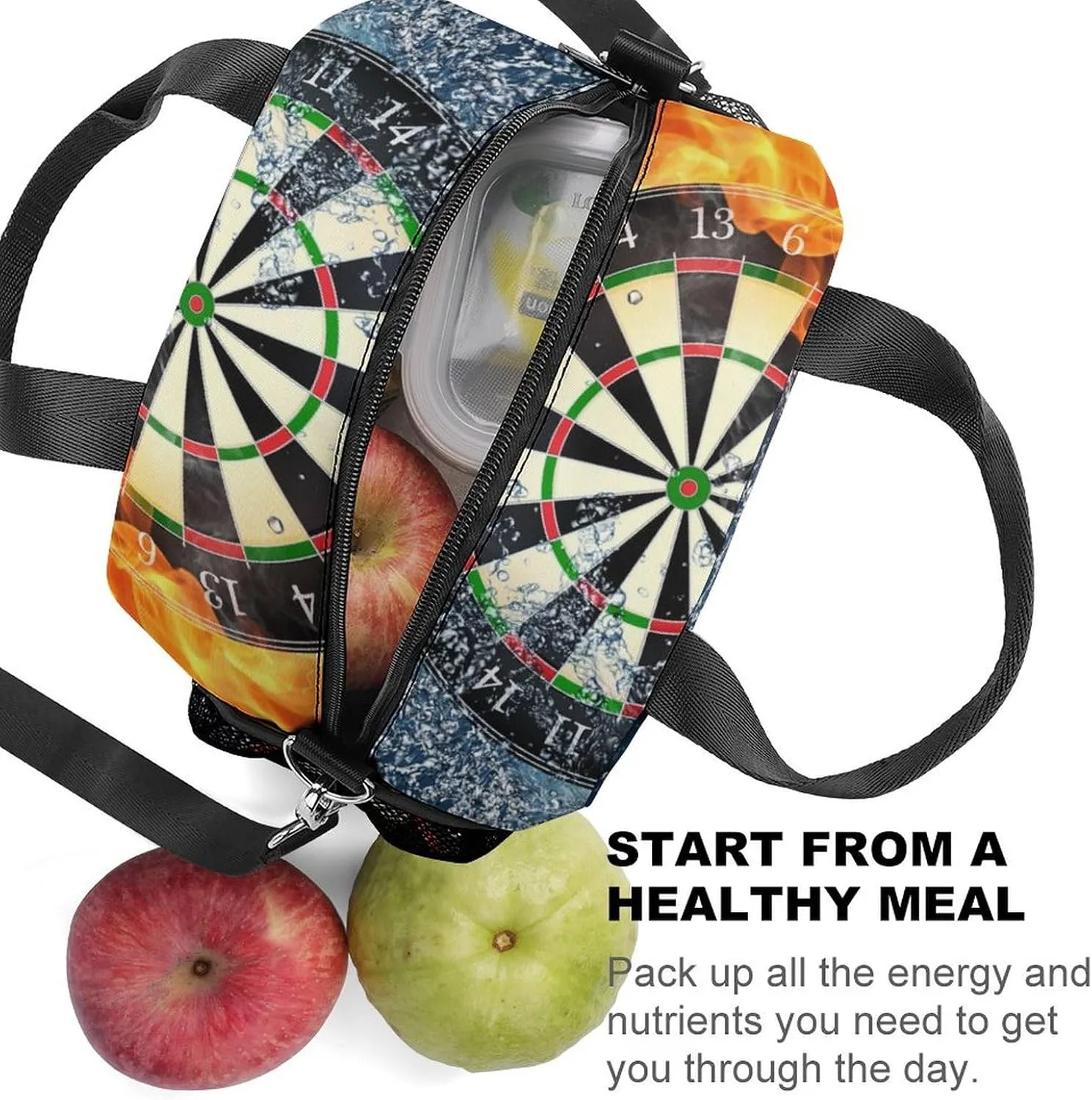 Dart Board Target Ice Fire Art Adjustable Shoulder Strap Insulated And Leak Proof Premium Lunch Bag Unisex