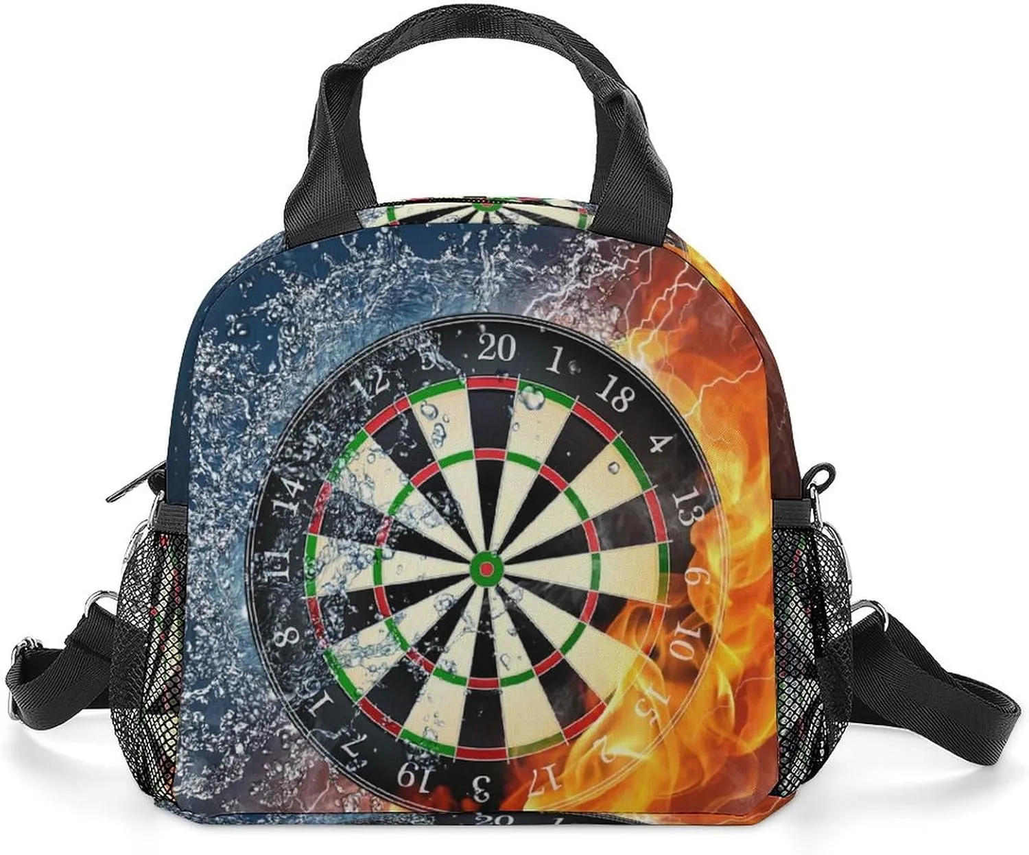 Dart Board Target Ice Fire Art Adjustable Shoulder Strap Insulated And Leak Proof Premium Lunch Bag Unisex