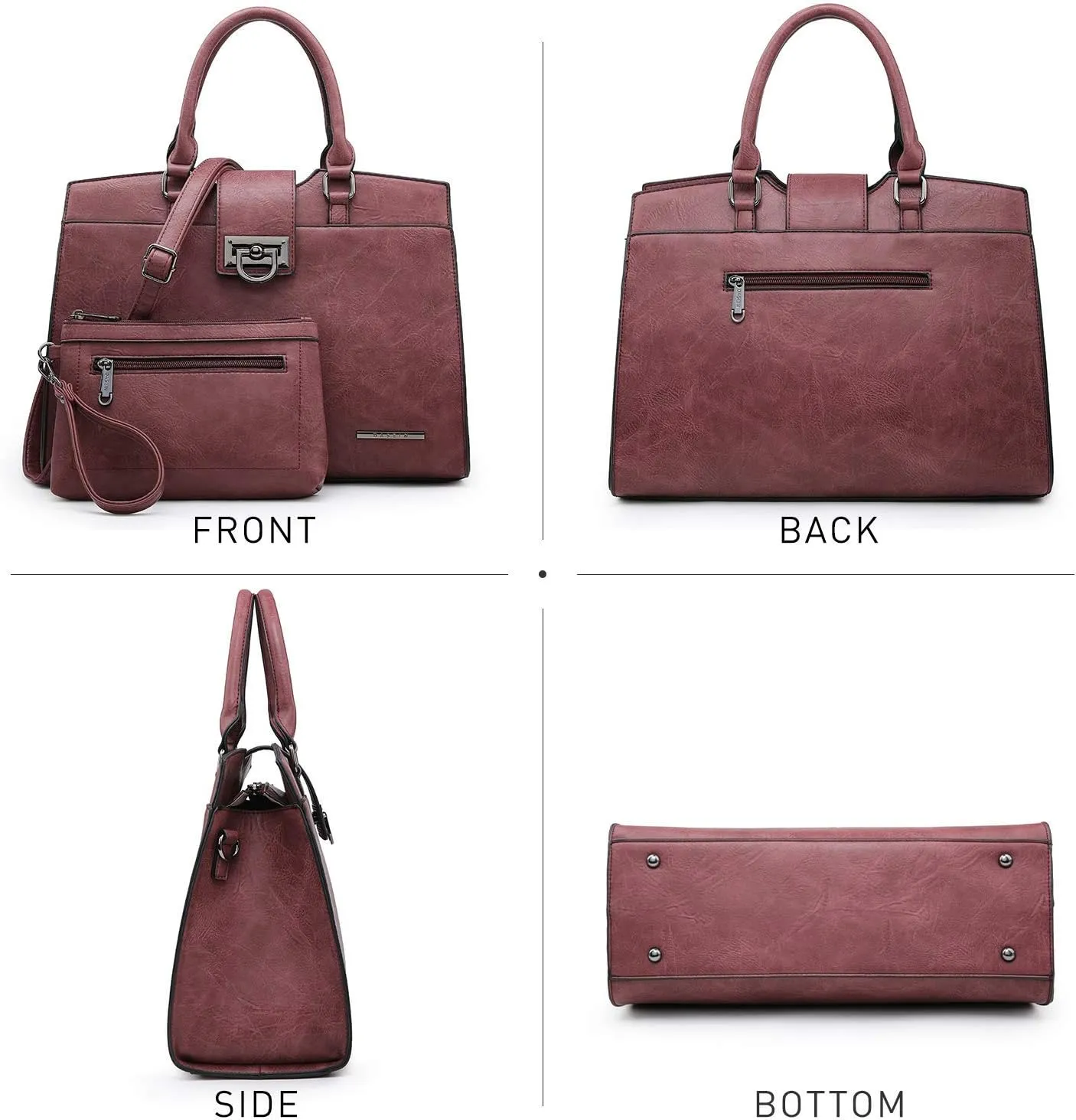 Dasein Handbags for Women Purses Monogram Satchel Purse Large Tote Ladies Handbag Shoulder Bags Top Handle Work Bag 2pcs Set
