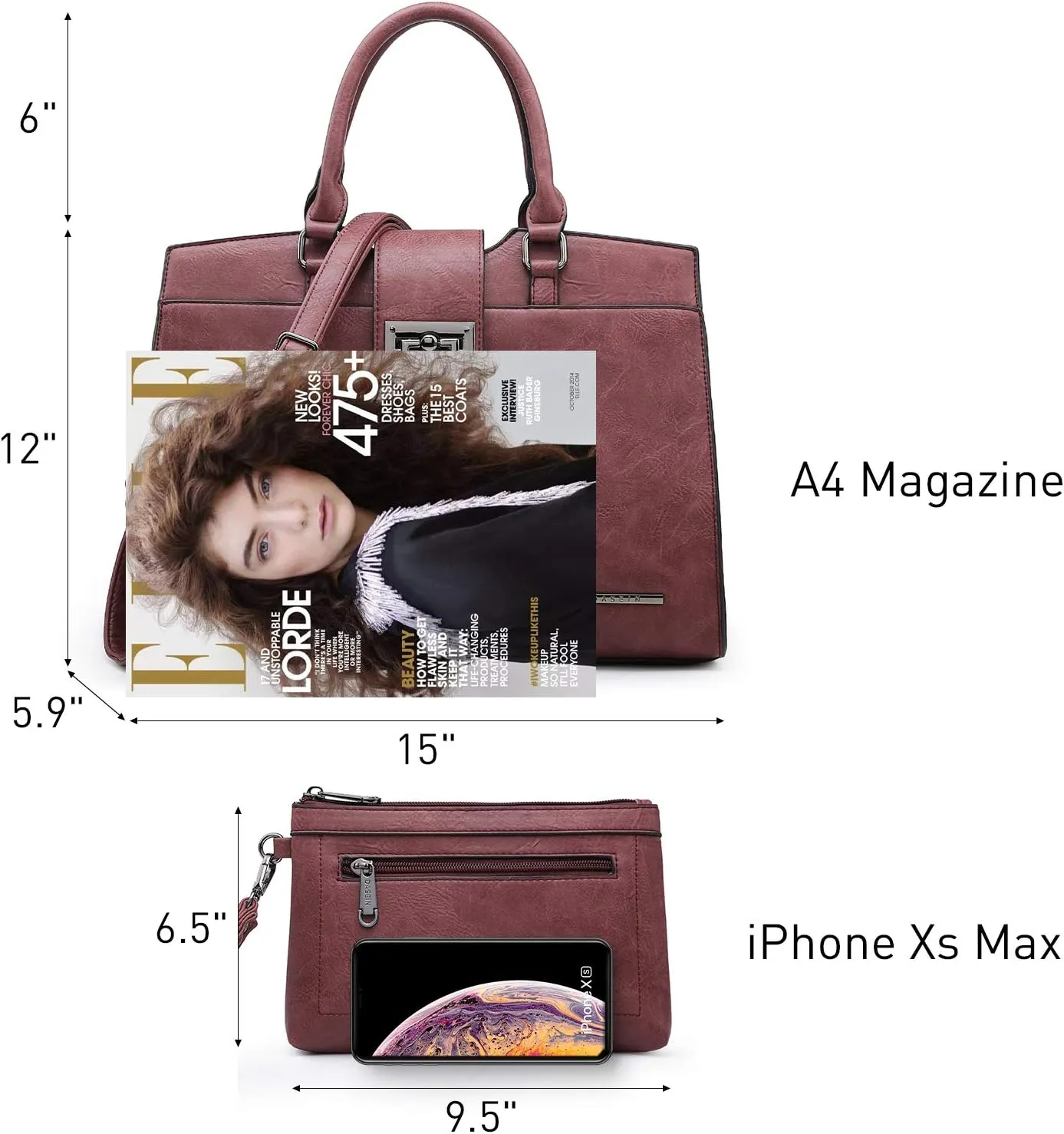 Dasein Handbags for Women Purses Monogram Satchel Purse Large Tote Ladies Handbag Shoulder Bags Top Handle Work Bag 2pcs Set