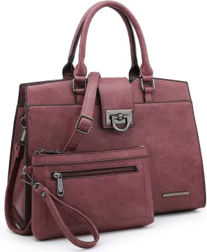 Dasein Handbags for Women Purses Monogram Satchel Purse Large Tote Ladies Handbag Shoulder Bags Top Handle Work Bag 2pcs Set